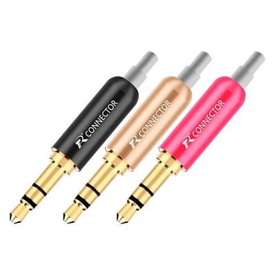 10pcs Aluminum Jack 3.5 Earphone Plug with Tail plug clamps 3.5mm 3 pole Stereo Male Plug Gold Plated Wire Connector - (Color: Mix - Crystal Tail)
