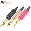 10pcs Aluminum Jack 3.5 Earphone Plug with Tail plug clamps 3.5mm 3 pole Stereo Male Plug Gold Plated Wire Connector - (Color: Mix - Crystal Tail) view 2