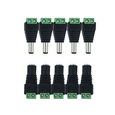 5/10pcs 12v 2.1x5.5mm Male Female Dc Power Jack Plug Adapter Connector For Led Strip Lights Cctv Camera - (Color: Male 5Pcs)