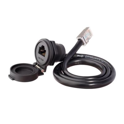 0.1m-1m Waterproof IP65 8P8C CAT5 CAT6 Network LAN Cable RJ45 Ethernet Connector Circular Aviation Female Socket Panel Mounting - (Color: 0.5m, Connector Type: Plastic nut, Pins: White cap)