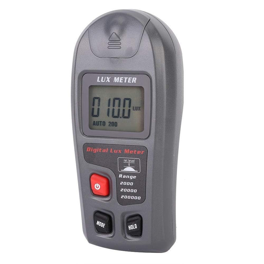 ElevateIQ Digital Luxmeter Meter, Handheld Digital Electronic Luxmeter Light Meter Illuminometer Photometer with LCD Display Range 0.1-200000 Lux/0.01-20000 Fc High Accuracy 4%