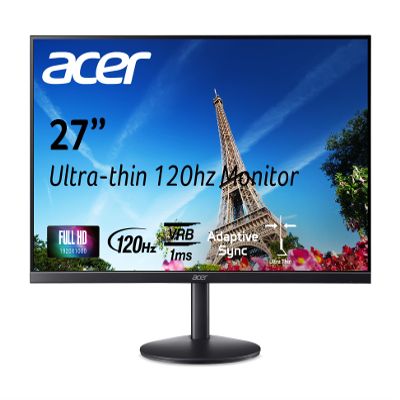 Acer SB273 G0bi 27" IPS Full HD (1920 x 1080) Ultra-Thin Zero-Frame Gaming Office Monitor | Adaptive-Sync Support (FreeSync Compatible) | Up to 120Hz Refresh | 1ms (VRB) | Tilt | HDMI & VGA Ports