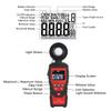 Hilitand Digital Luxmeter Light Meter, 180 Rotating Probe, Portable Storage Bag, ABS Material, for Illuminance Testing, Convenient Backlight Display view 2