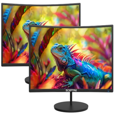 2X Pack - Curved 27 Inch Monitor FHD 100Hz Computer Monitor, HDMI X2 R1500 1ms 100% sRGB Build-in Speakers, Wall Mount, Tilt, Professional and Gaming Monitor Machine Black, 2X Pack (C275W Series)
