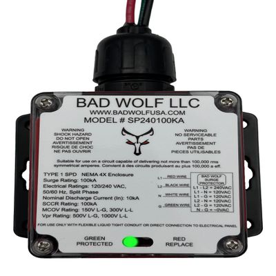 100kA Whole House Surge Protector with Overwatch, Split-Phase 240VAC Type 1 SPD