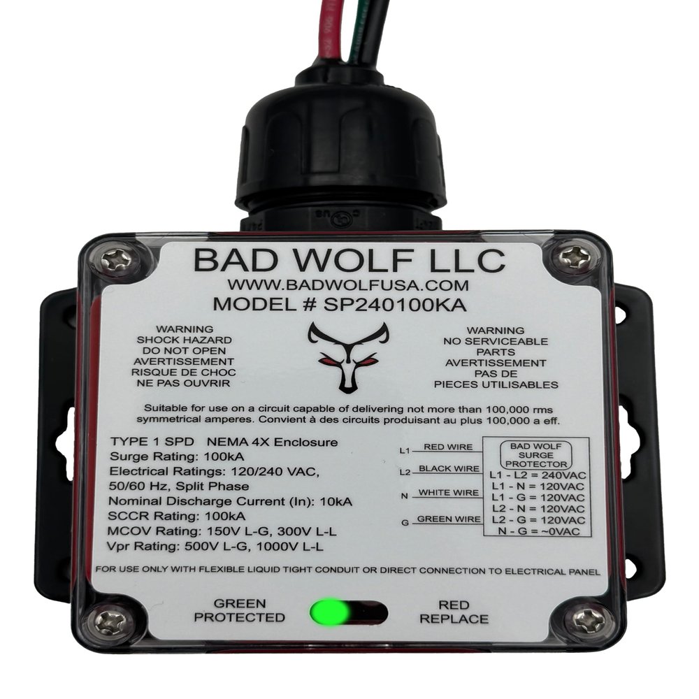 100kA Whole House Surge Protector with Overwatch, Split-Phase 240VAC Type 1 SPD