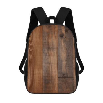 NWTRJ Brown Wooden Casual Backpack Lightweight Waterproof Laptop Bag Travel Daypack for Women Men, 17inch, Style