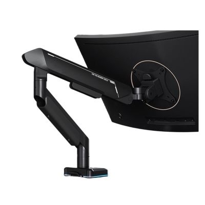 Monitor Arm Single Monitor Mount Arm, Supports 17-42" Screens and 33 lbs, Adjustable Gas Spring Mount with 31 RGB Lighting Modes and USB Port, C-Clamp & Grommet Adjustable Monitor Stands(Black)