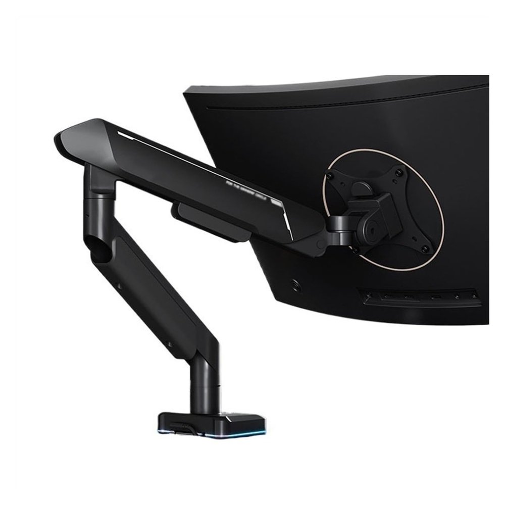 Monitor Arm Single Monitor Mount Arm, Supports 17-42" Screens and 33 lbs, Adjustable Gas Spring Mount with 31 RGB Lighting Modes and USB Port, C-Clamp & Grommet Adjustable Monitor Stands(Black)