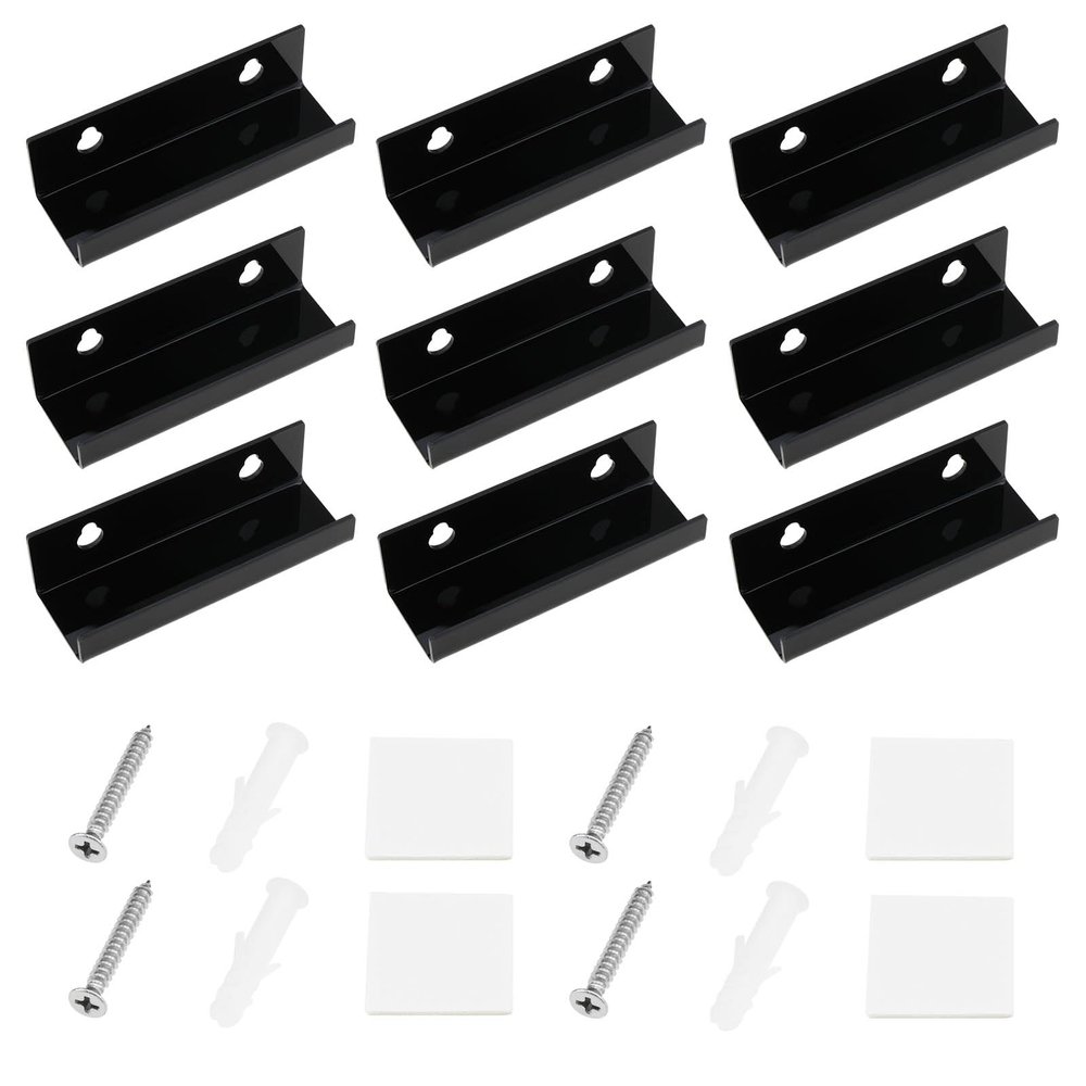 Be In Your Mind 12 Sets Vinyl Record Wall Mount Shelf Acrylic Album Record Holder Display Shelf LP Albums Shelves Black Wall Mounted Record CD Rack