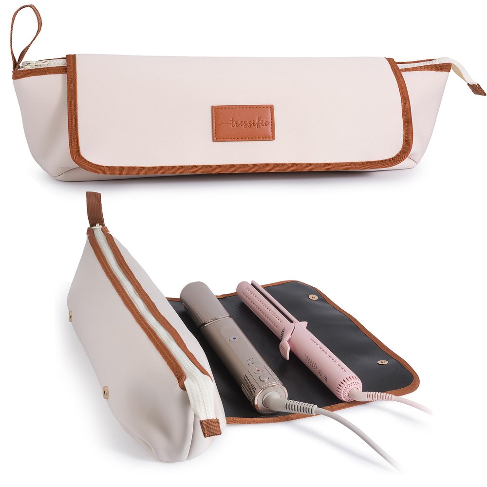 tressific Large Hair Tools Travel Bag with Heat Resistant Mat for Curling Irons, Flat Irons, and Styler Brushes | Protective Organizer for Travel & Home