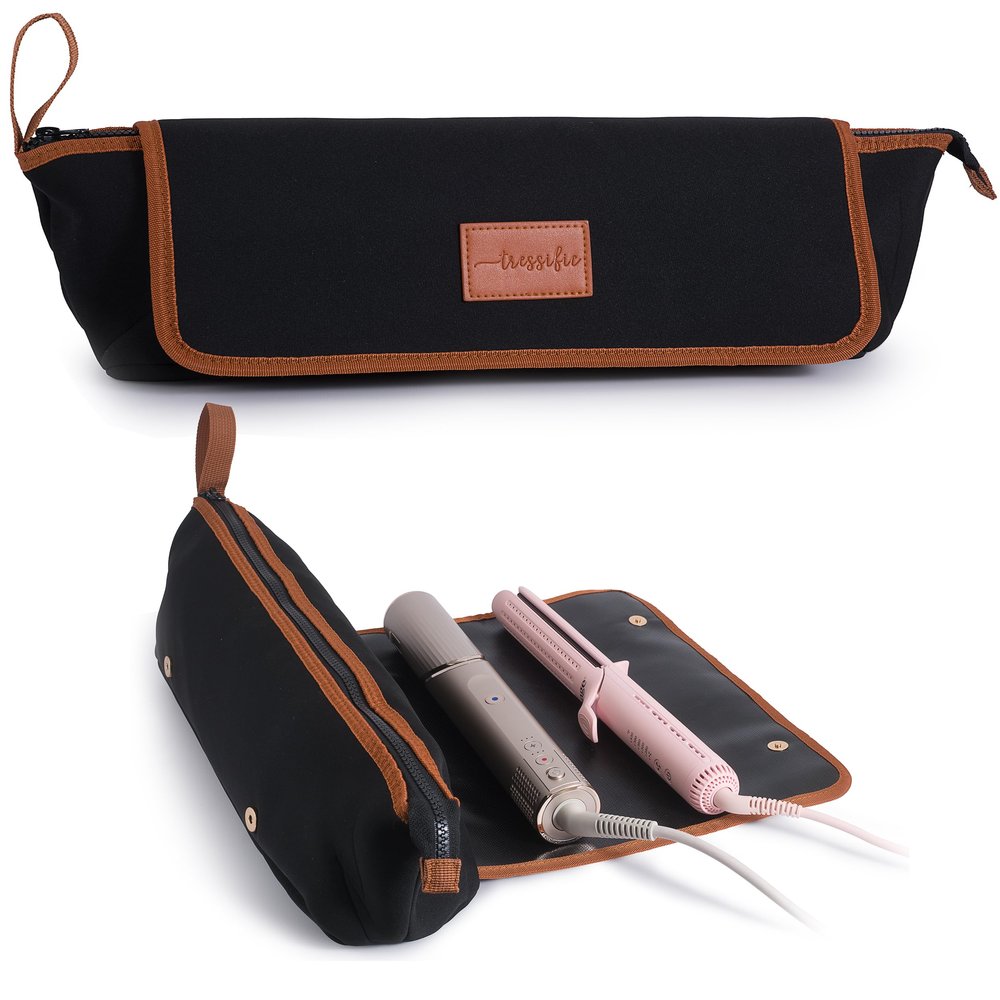 tressific Large Hair Tools Travel Bag with Heat Resistant Mat for Curling Irons, Flat Irons, and Styler Brushes | Protective Organizer for Travel & Home