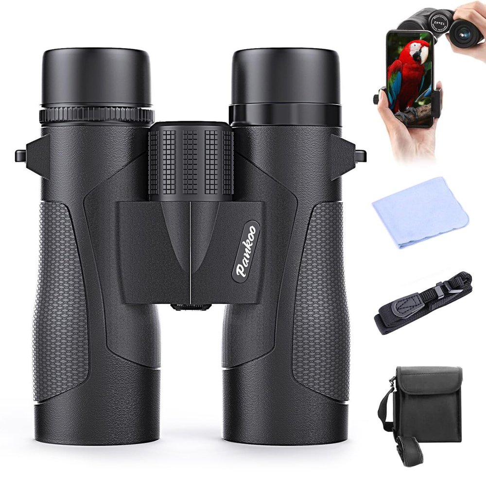12x42 Roof Prism Binoculars for Adults -Large Eyepiece High Power Waterproof with Low Light Night-Professional HD Binoculars for Bird Watching Hunting Sports-BAK4 FMC Lens with Strap Carrying Bag
