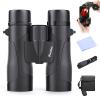 12x42 Roof Prism Binoculars for Adults -Large Eyepiece High Power Waterproof with Low Light Night-Professional HD Binoculars for Bird Watching Hunting Sports-BAK4 FMC Lens with Strap Carrying Bag view 1