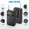 PRUNUS J-555 Pocket Radio AM FM USB-C Charging& Battery Operated, Excellent Reception& Clear Speaker and Headphone Jack, Back Clip, Flashlight, Transistor Radios, Portable Radios AM FM, Mini Radio view 4