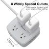 6 Ft Surge Protector Power Strip - 8 Widely Outlets with 4 USB Ports, 3 Side Outlet Extender with 6 Feet Extension Cord, Flat Plug, Wall Mount, Desk USB Charging Station, ETL, Grey view 4