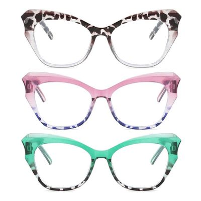 bullabulling 3 Pack Cat Eye Reading Glasses for Women Blue Light Blocking Ladies Fashion Butterfly Readers Anti-Glare (mix2, 2.5, x)