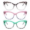bullabulling 3 Pack Cat Eye Reading Glasses for Women Blue Light Blocking Ladies Fashion Butterfly Readers Anti-Glare (mix2, 2.5, x) view 1