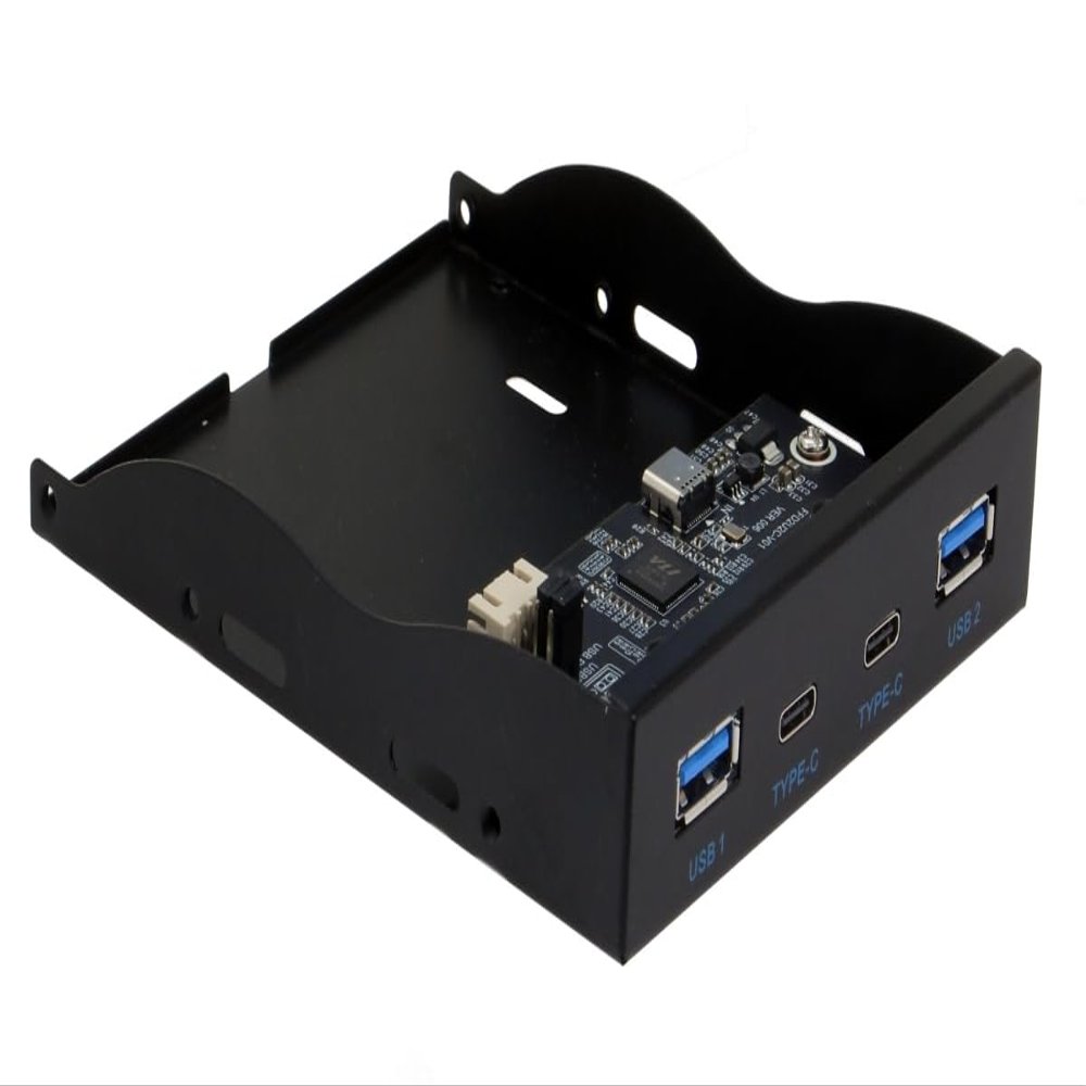 SEDNA USB 3.2 Gen II (10Gbps) 4 Port (2A2C) Internal Hub (Floppy Bay) with Type E Connector, Black, SE-USB32G2-IHUB-314C-E