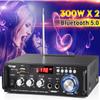 Bluetooth Stereo Receiver Home Audio Amplifier HiFi 600W Home Theater System Speaker Amplifier, 2 Channels, LCD Display, Portable FM Radio, SD Card/USB Input, 12V-220V for Home or Car Use view 2