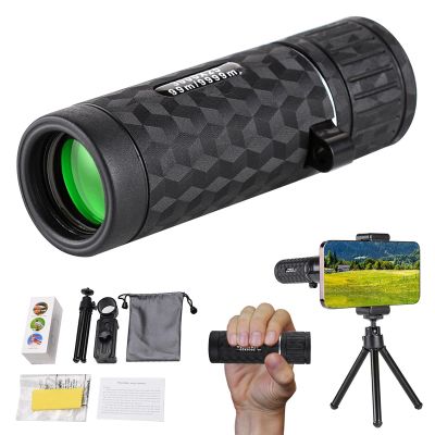 10-20X Compact Monocular Telescope, Single Tube Telescope with Smartphone  & Tripod, Low-Light Night Vision, Optical Layer Coating, for Outdoor Activity, Bird Watching, Concert