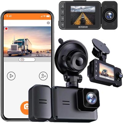 1080P FHD WiFi Car Dash Cam, Car Driving Recorder Whit Front and Rear Inside HD Night Vision G-Sensor Loop Recording APP Remote 170Wide Angle 24H Parking Mode (Num.B-No-WiFi F+R)
