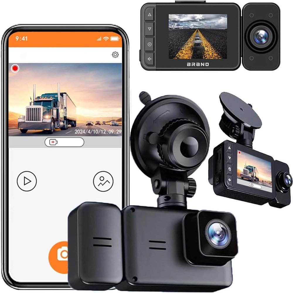 1080P FHD WiFi Car Dash Cam, Car Driving Recorder Whit Front and Rear Inside HD Night Vision G-Sensor Loop Recording APP Remote 170Wide Angle 24H Parking Mode (Num.B-No-WiFi F+R)