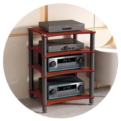 ZHDLdpUS HiFi Audio Cabinet 1/2/3/4-layer HiFi Stand Record Player MDF Stand Audio Rack Home Theater Conference Room Equipment Cabinet (Color : Brown, Size : 60 * 48 * 85cm(4Tier))