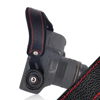 BIZOEdigital Reflex Camera Hand Strap Wrist Strap Cowhide Ajustable Quick Release Neoprene for Camera Sony Canon Nikon Fujifilm DSLRs Mirrorless Camera, W9, Black
