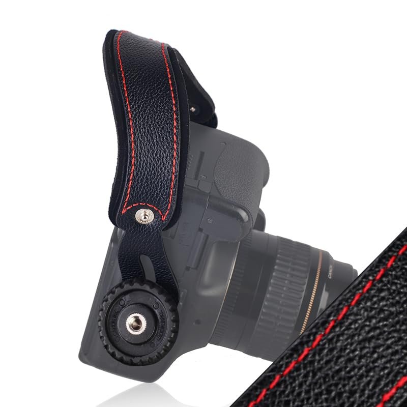 BIZOEdigital Reflex Camera Hand Strap Wrist Strap Cowhide Ajustable Quick Release Neoprene for Camera Sony Canon Nikon Fujifilm DSLRs Mirrorless Camera, W9, Black