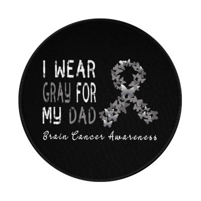 Rqwaaed I Wear Gray Ribbon for My Dad - Brain Cancer Awareness 2 PCS Charming Round Mouse Pad Cute Design Non-Slip Waterproof 8x8 in