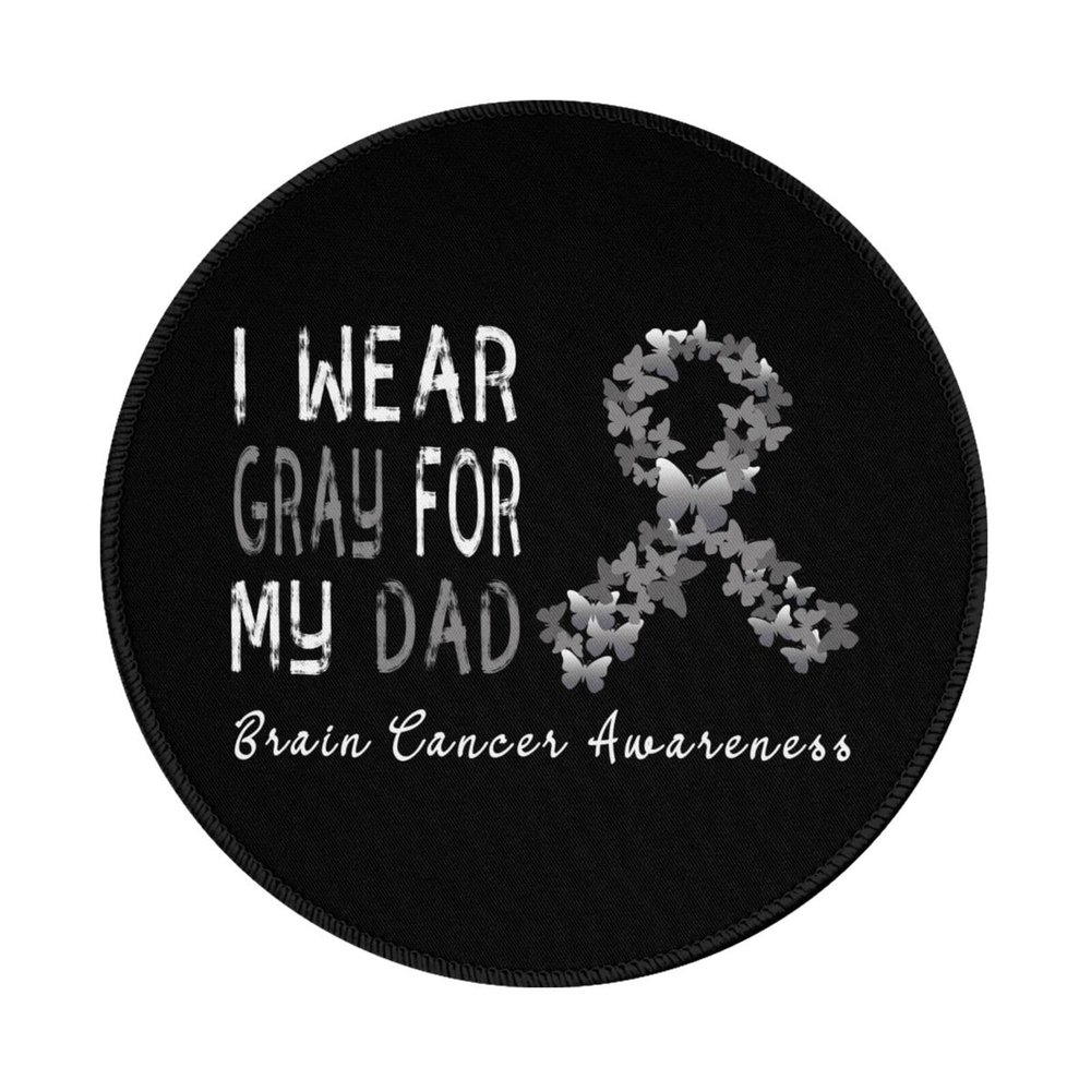 Rqwaaed I Wear Gray Ribbon for My Dad - Brain Cancer Awareness 2 PCS Charming Round Mouse Pad Cute Design Non-Slip Waterproof 8x8 in