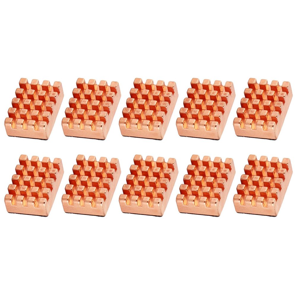 10pcs Brass Heatsink CPU Heat Sinks Cooling Cooler Fin with Thermal Adhesive Tape for Routers CPUs IC Heatsink
