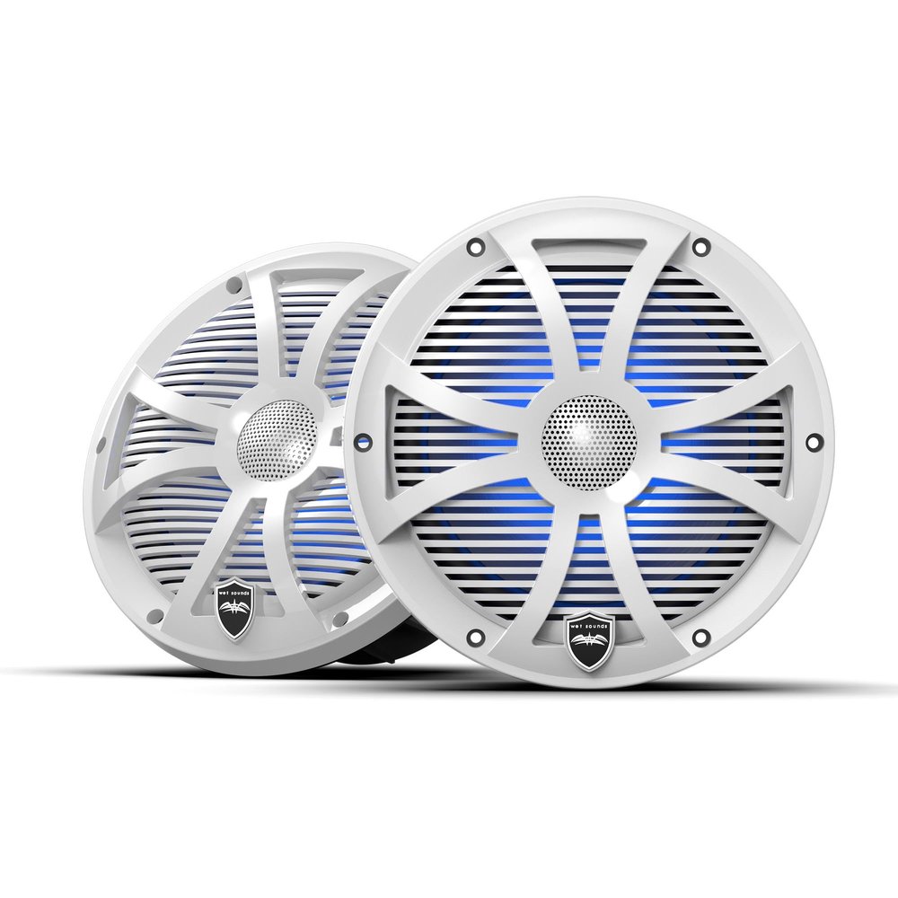 Wet Sounds REVO 8 SW-W V3 | REVO Series 8-inch High-Output Component Style Coaxial Speakers w/SW-White RGB Grilles