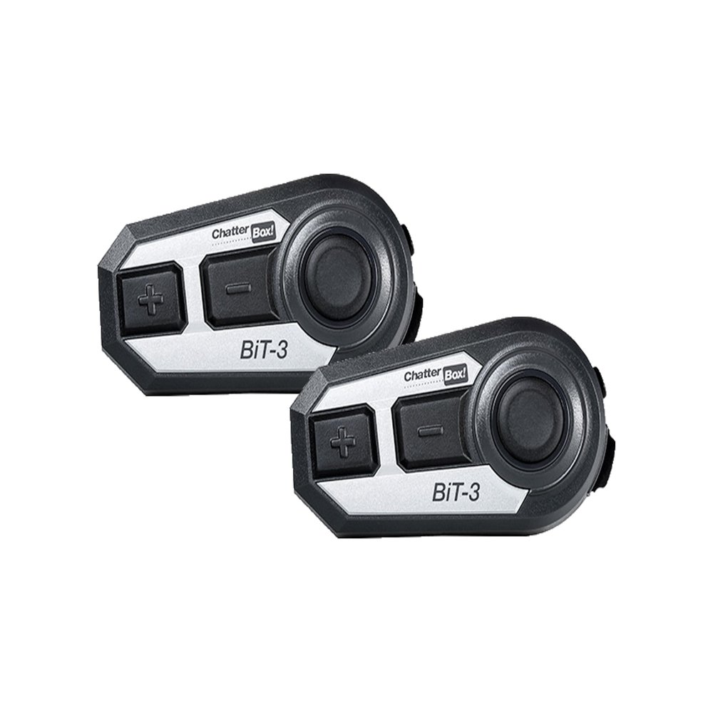 ChatterBox! BiT-3 Bluetooth Helmet Communicator Twin Pack | Bluetooth for Audio | Universal Pairing 2 Riders | 2 Stereo Headsets & Mics | IP54 | FM Radio | Motorcycles Snowmobiles UTV ATV Snowboarding