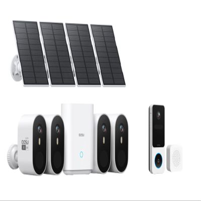 AOSU SolarCam Pro System 4-Kit + 2K New Doorbell Camera (9:16 Aspect Ratio) - No Monthly Fee