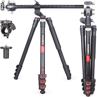 Aluminum Horizontal Tripod INNOREL YT284A, Rotatable Multi-Angle Center Column and 46mm Low Gravity Ballhead Professional Camera Tripod Monopod for DSLR Video Camcorder Overhead Shooting Load 20kg