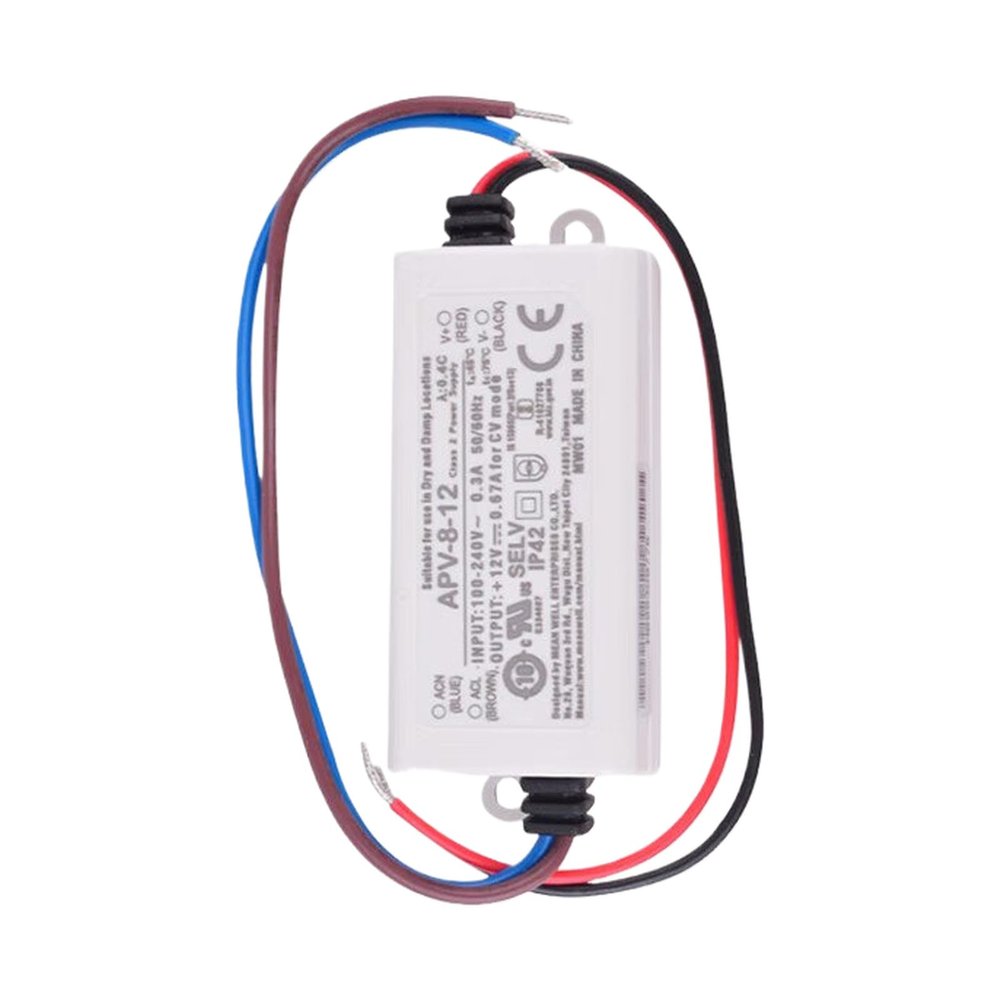 DirectNine Basics APV-8-12 12V 0.67A 8W Compact LED Driver, High Efficiency, for LED Lighting, Signs, YS-APV-8-12