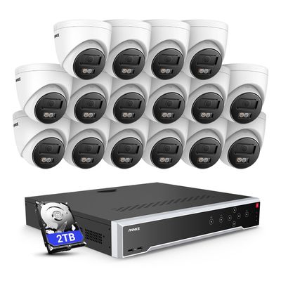 ANNKE H800 32CH PoE Home Security Camera System, 16 x Wired 4K Outdoor IP Cameras with Clear Night Vision, H.265+ 12MP NVR Surveillance System 2TB HDD, for 7/24 Recording