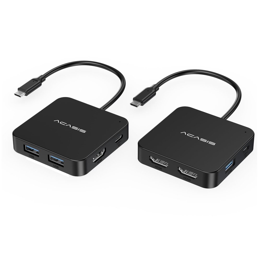 ACASIS USB C Hub Dual HDMI, USB C to Dual HDMI Adapter, 100W PD Charging, 5Gbps USB C and USB A Data Ports, USB C Docking Station Dual Monitor Adapter for MacBook/Dell/HP/Surface/Lenovo/Steam Deck