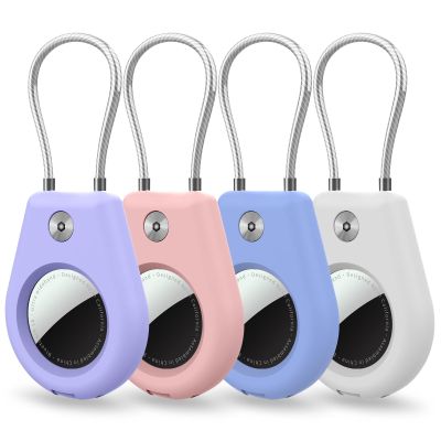 4 Pack Protect Case Compatible with Apple AirTag, Secure GPS Tracker Holder with Wire Cable Shockproof & Anti-Theif Suitable for Keychain, Keys, Luggage, Bags and Kids
