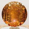 Baocicco 7.5ft Fall Thanksgiving Round Backdrop Cover Grateful Autumn Forest Fallen Maples Sunflower Harvest Pumpkin Circle Background Polyester Thanksgiving Day Friendsgiving Baby Shower Props Studio view 1