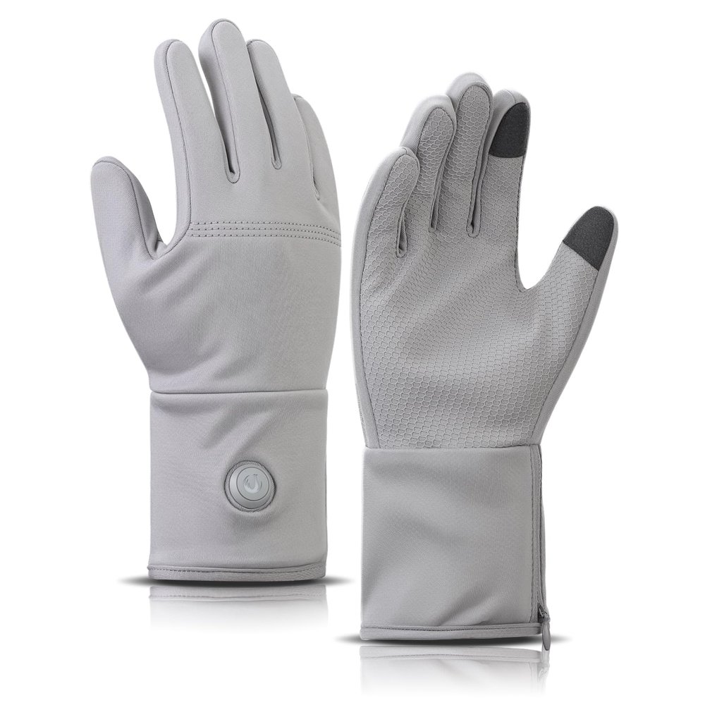 CUEHEAT Heated Glove Liners for Men Women, Rechargeable Thin Touchscreen Winter Work Gloves for Arthritis Raynaud Driving Running, Cold Weather Hand Warmer(1st gen-Gray Plus, Large)