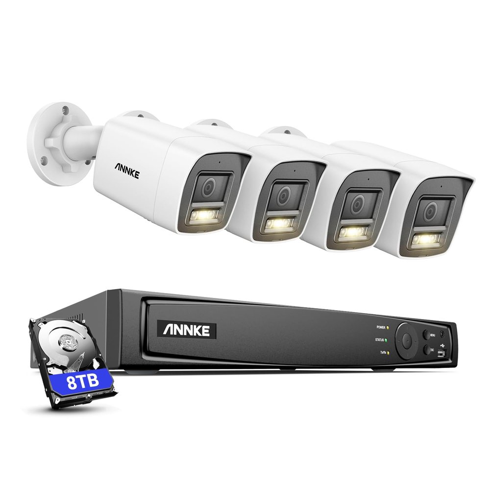 ANNKE H1200 12MP Security Camera System, 8CH NVR and 4 X 12 Megapixel UHD PoE Surveillance IP Camera with Smart Dual Light, Human&Vehicle Detection, Color Night Vision, 8TB Hard Drive Included