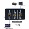 1/8" 1 in 2 Out or 2 in 1 Out Audio selector 3.5 mm TRS Stereo Channel 2 Splitter switcher Box Switching No External Power No Noise view 4