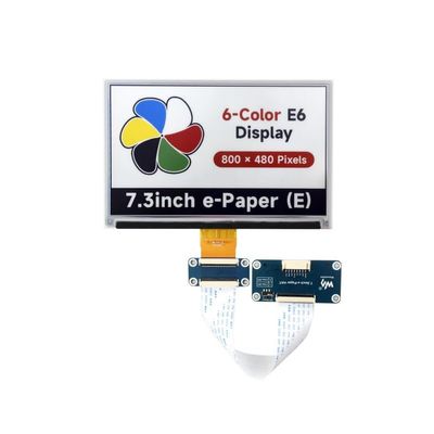 7.3inch 6-Color E-Paper Display, Low Power Consumption, 800480 Pixels, SPI Communication, with E-Paper Driver HAT, Price Tags, Shelf Labels, Industrial Instruments(7.3inch e-Paper HAT (E))