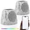 GGII 2-Pack Rock Speakers Outdoor Water-Resistant IP44 Solar-Powered Rock Speaker with RGB Light and TWS Pair for Patio Garden Party Pool Deck Yard Outside view 1