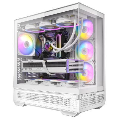 Antec C7 ARGB White, RTX 40 GPU Support, 4 x 120mm ARGB PWM Fans Included, Vertical Cooling, Type-C 10Gbps, Seamless Tempered Glass Front & Side Panels, 360mm Radiator Support, Mid-Tower E-ATX PC Case