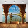 CORFOTO 7x5ft Indian Temple Backdrop Fabric Old Indian Temple Background for Photography Jaisalmer Temple Arches Lake Landscape Backdrop Indian Landmark Religious Travel Portrait Photo Booth view 2