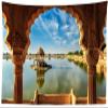 CORFOTO 7x5ft Indian Temple Backdrop Fabric Old Indian Temple Background for Photography Jaisalmer Temple Arches Lake Landscape Backdrop Indian Landmark Religious Travel Portrait Photo Booth view 4